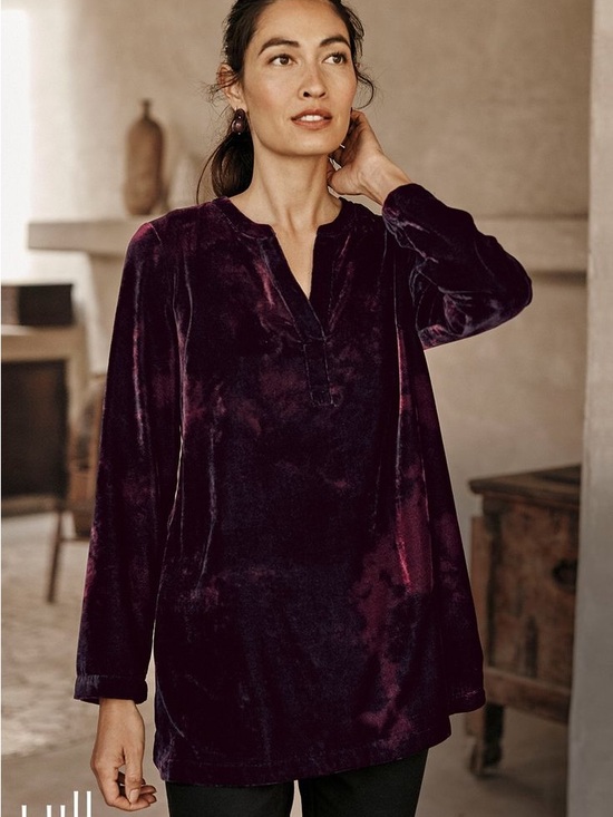 J. Jill Tops - NWT J. Jill Women’s Black Velvet Long-Sleeve Tunic Top  Deep Plum - Size Medium